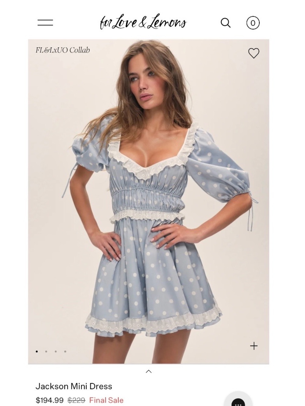 NWT For Love & Lemons Jackson Mini Dress, size M